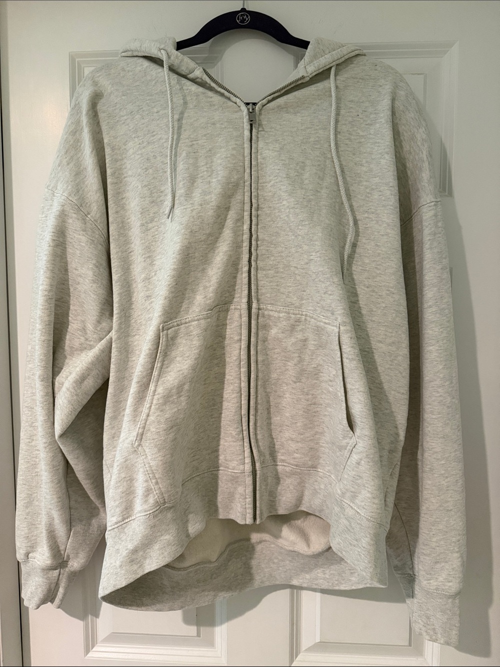 Brandy Melville Oversized Light Gray Zip-Up Hoodie